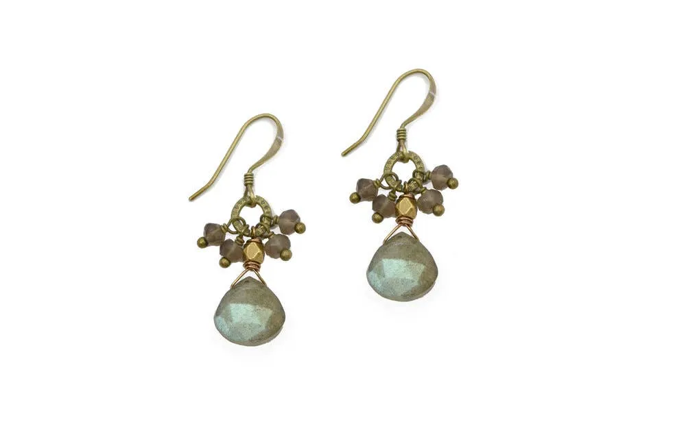 Labradorite Gemstone Cluster Earrings