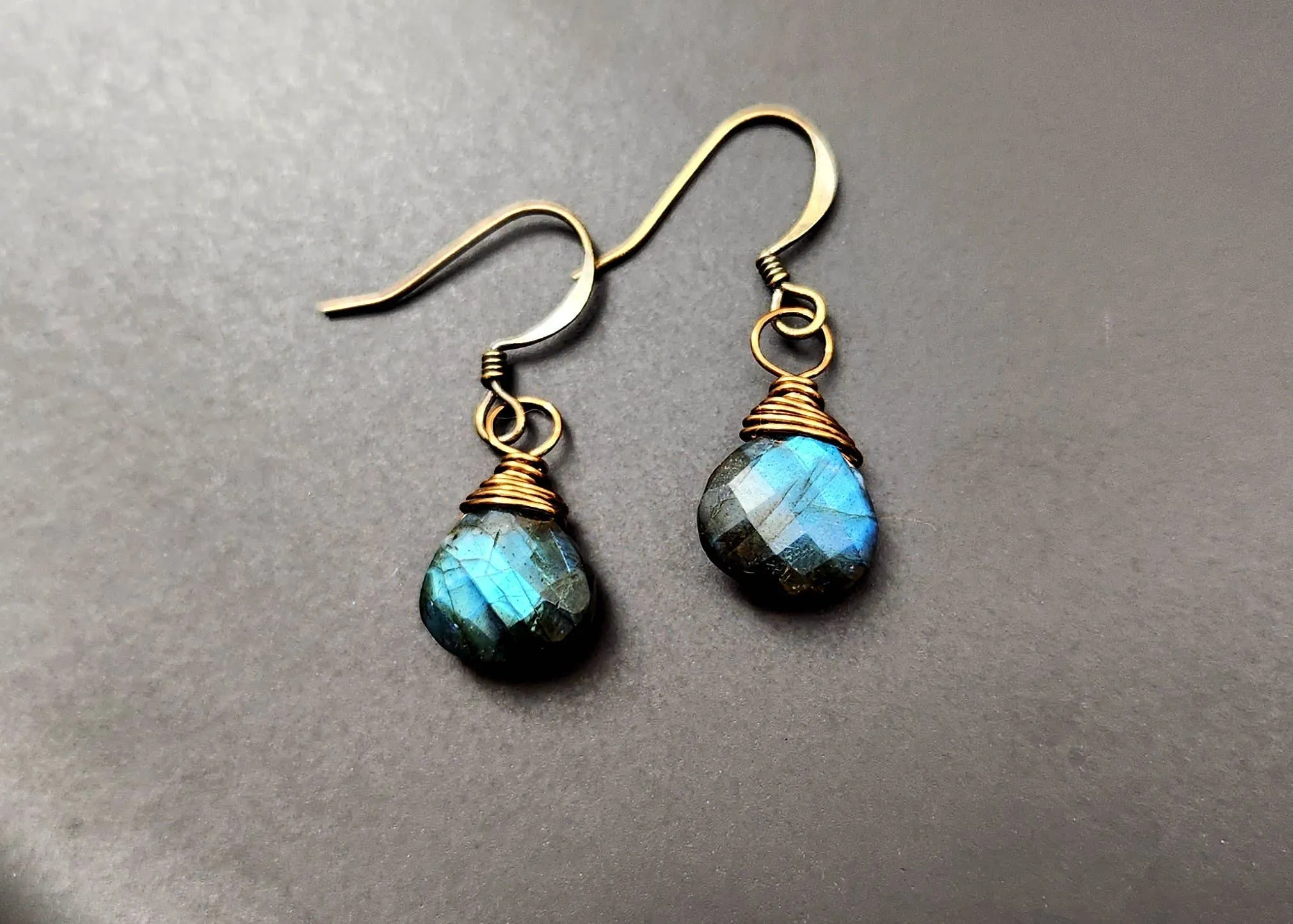 Labradorite Wire Wrapped Earrings