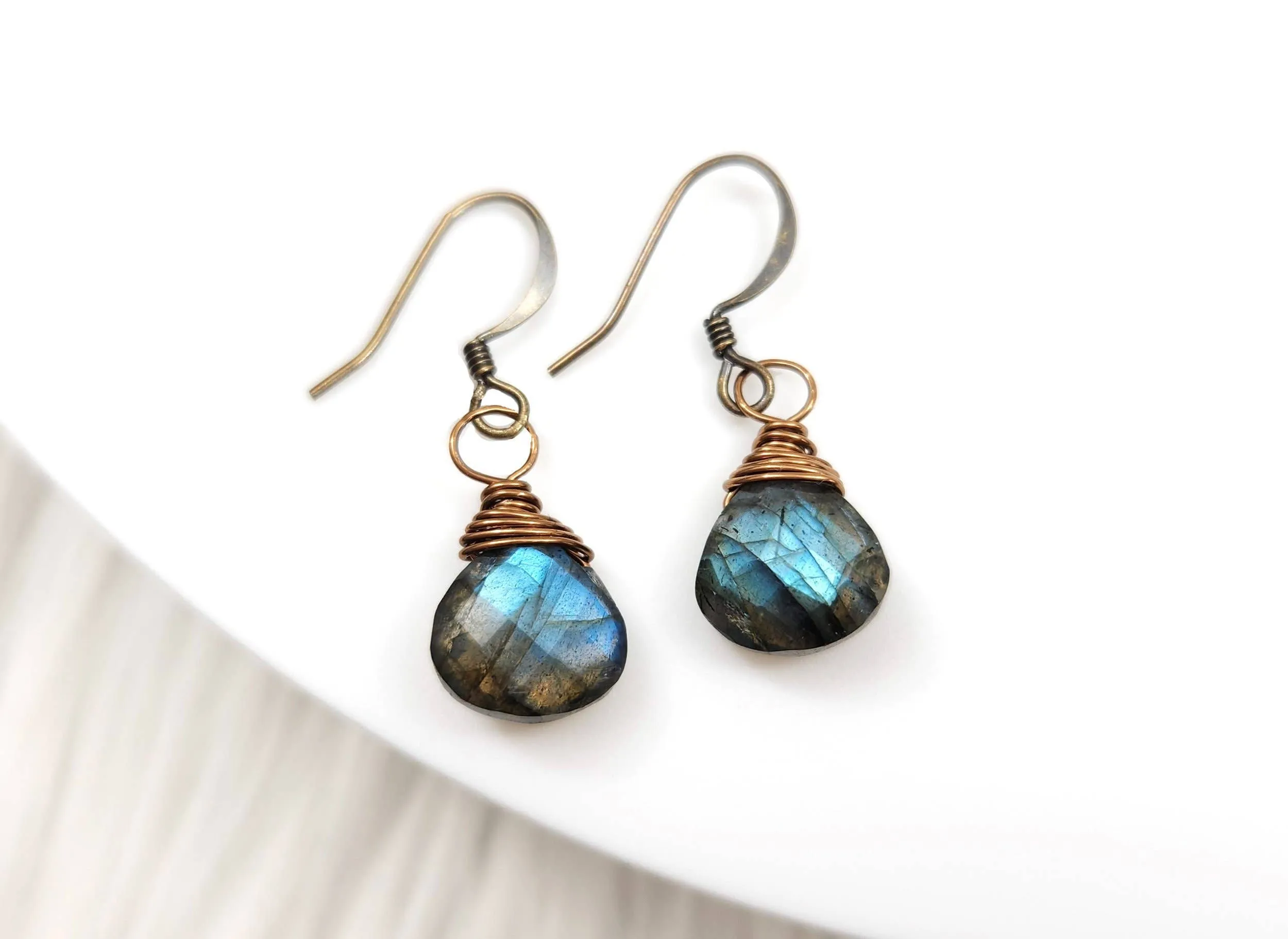 Labradorite Wire Wrapped Earrings