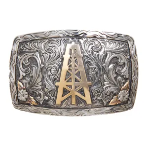 “Laredo” Oil Derrick with Fancy Flowers Buckle