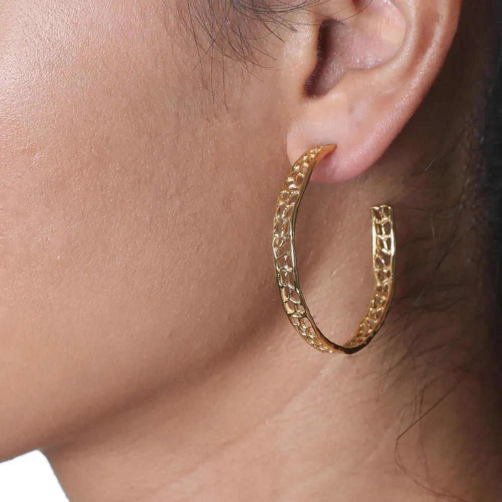 Large Coral Hoop Earrings Gold by Catherine Weitzman