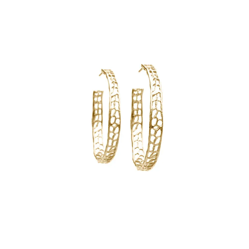 Large Coral Hoop Earrings Gold by Catherine Weitzman
