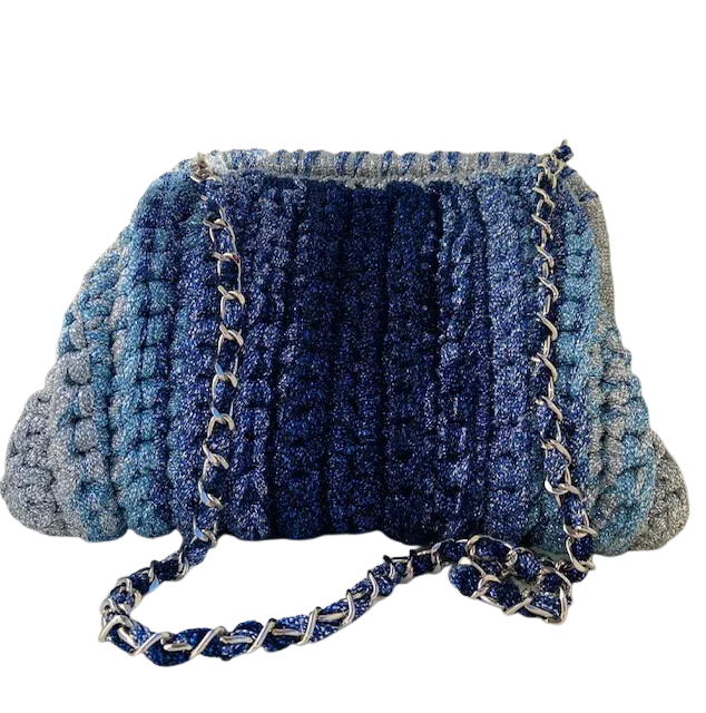 Large Tum Bag in Navy and Silver