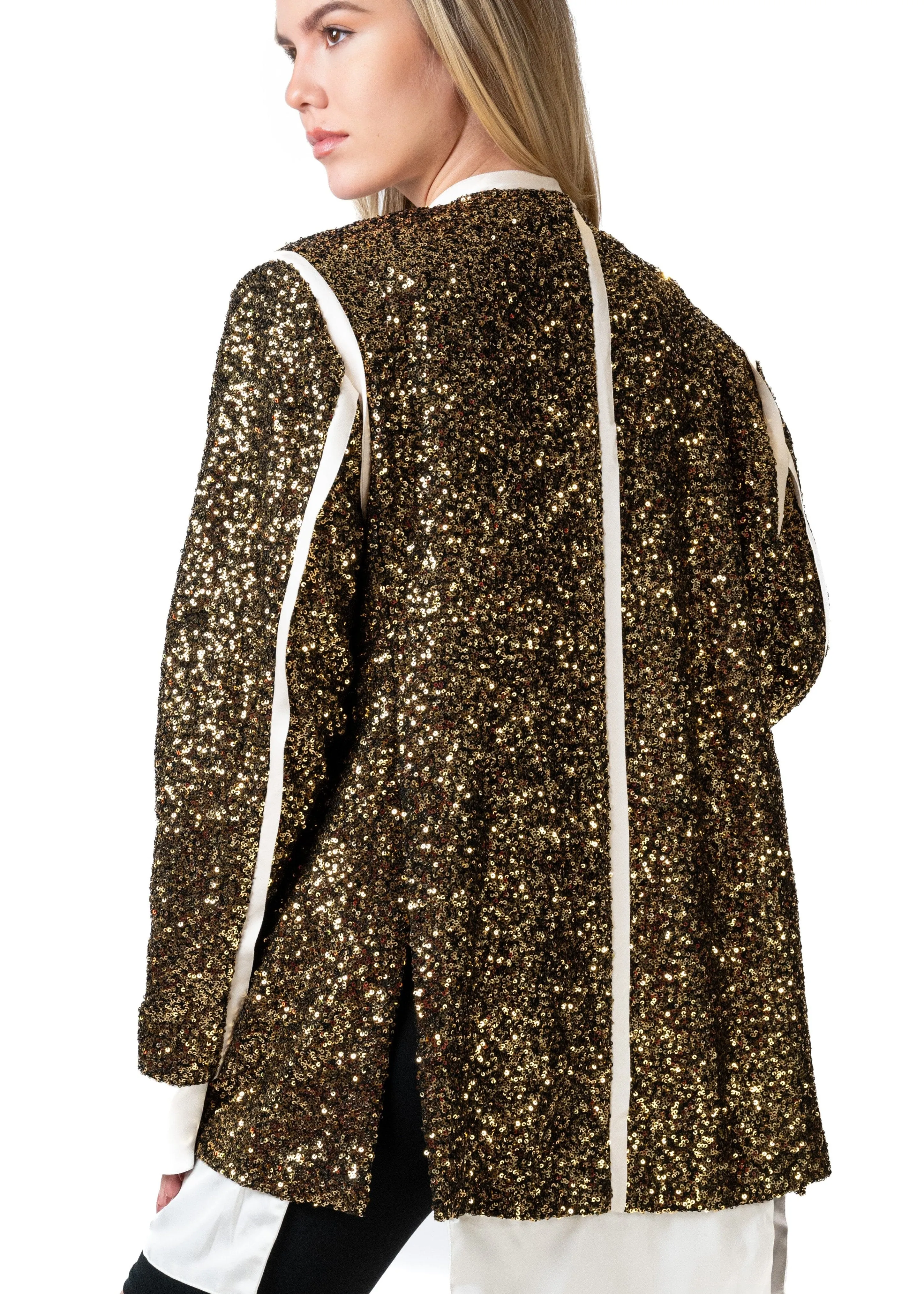 Layered Gold Sequin Blazer