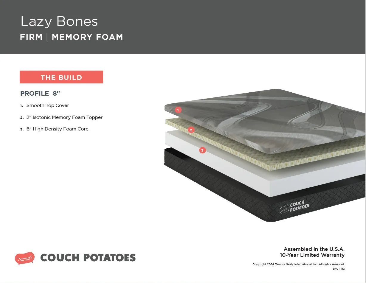 Lazy Bones Firm Memory Foam Mattress 8"