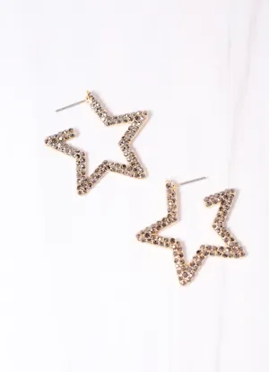 Leedale CZ Star Hoop Earring HEMATITE