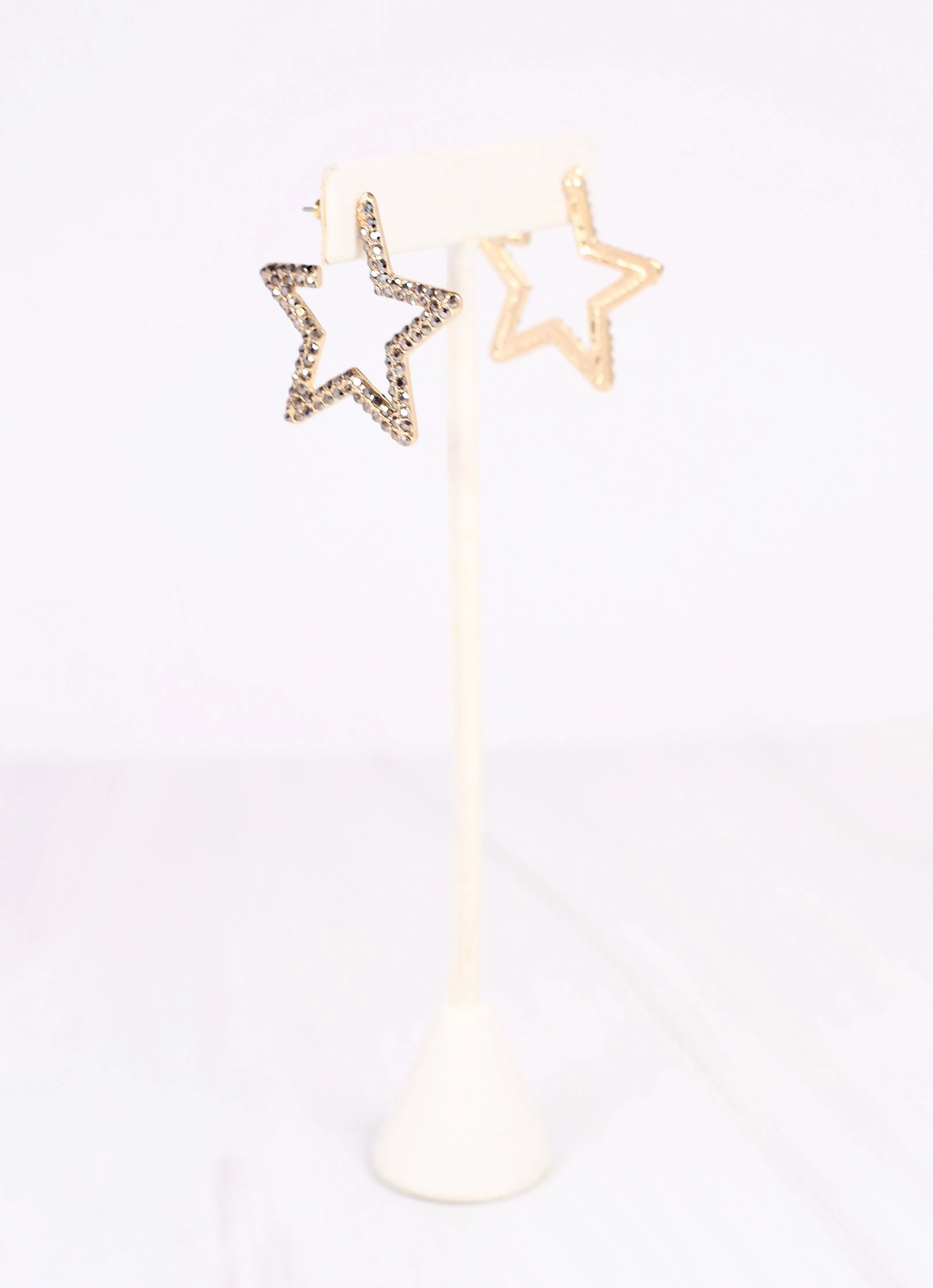 Leedale CZ Star Hoop Earring HEMATITE