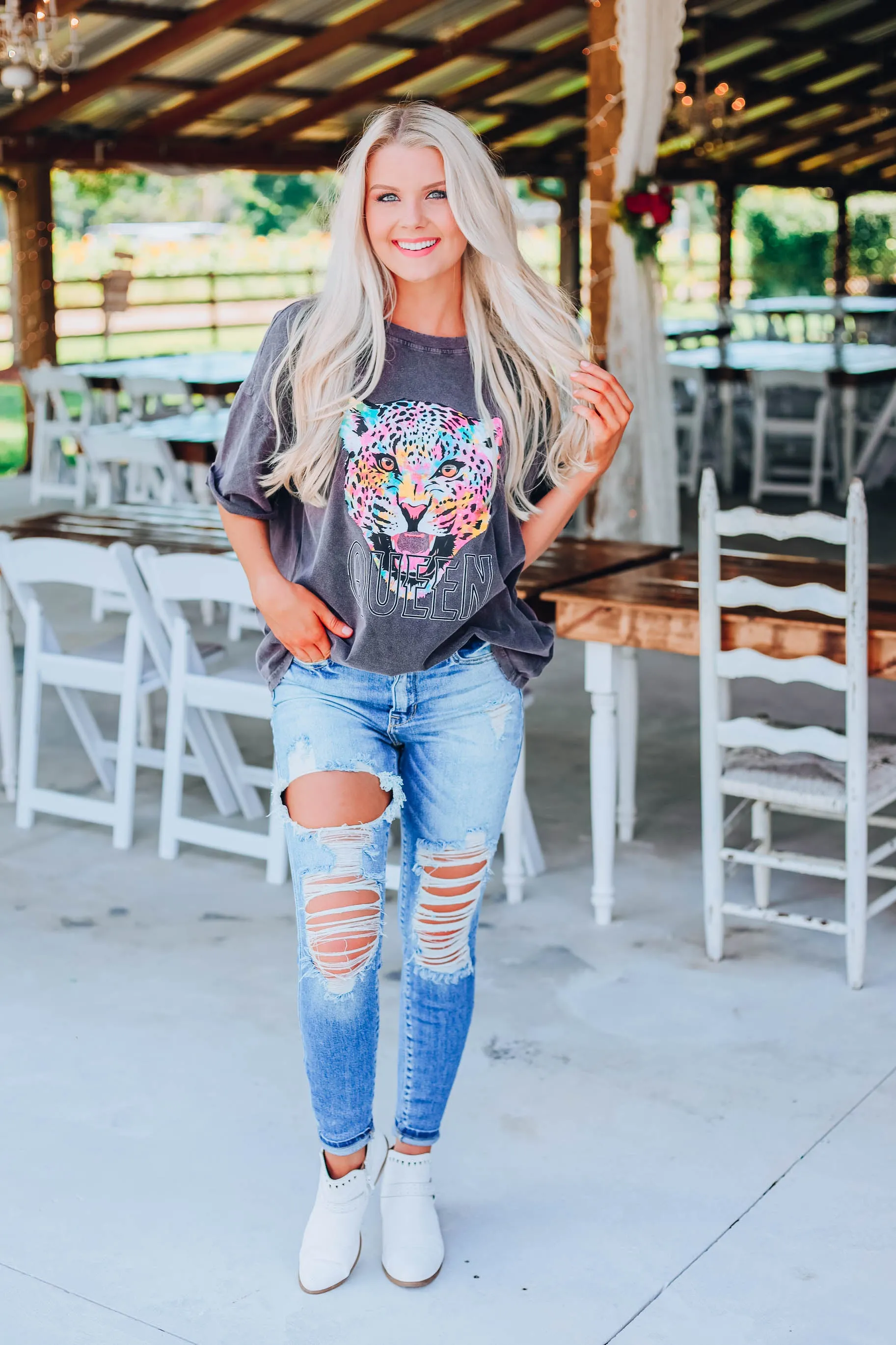Leopard Queen Graphic Tee - Black