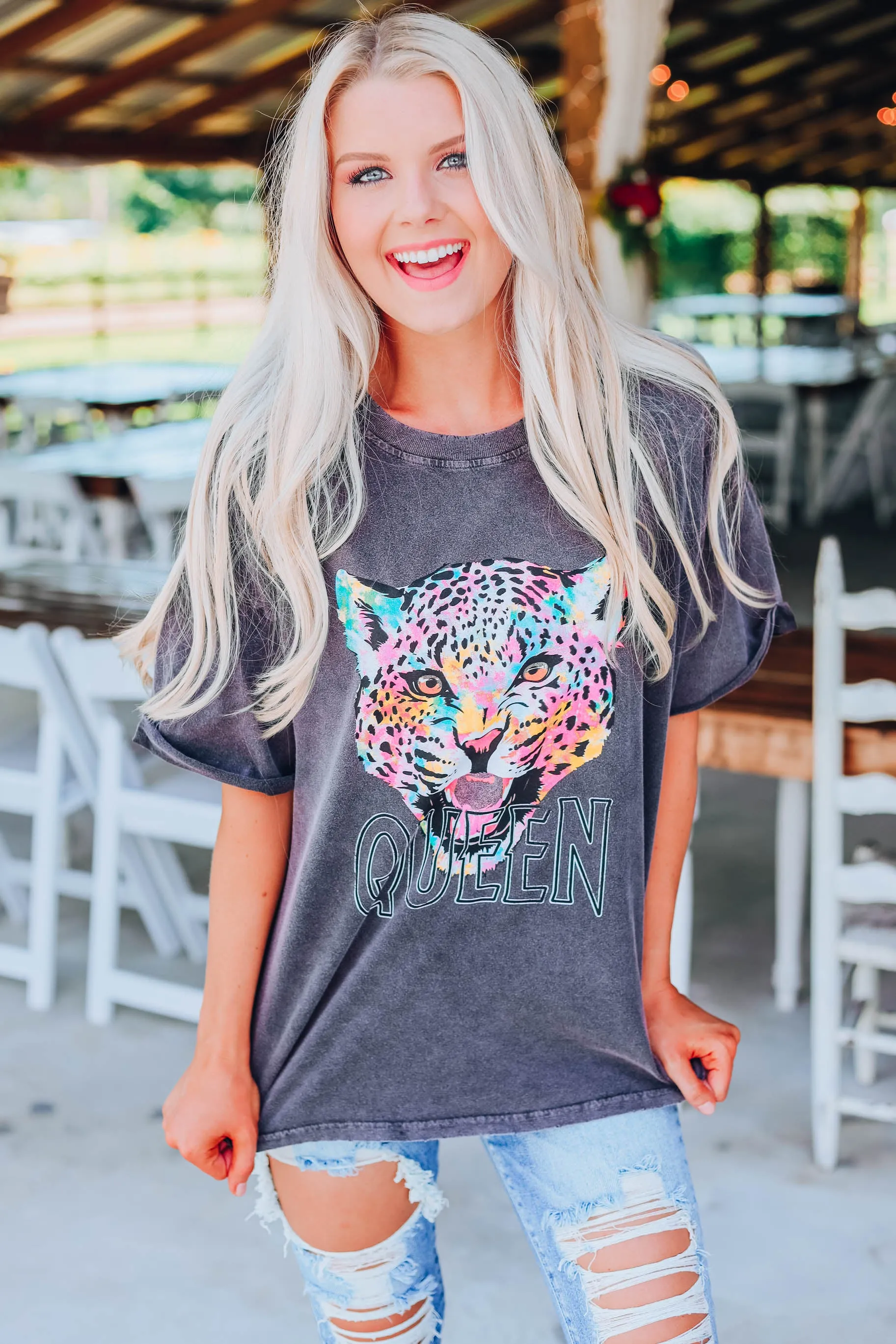 Leopard Queen Graphic Tee - Black