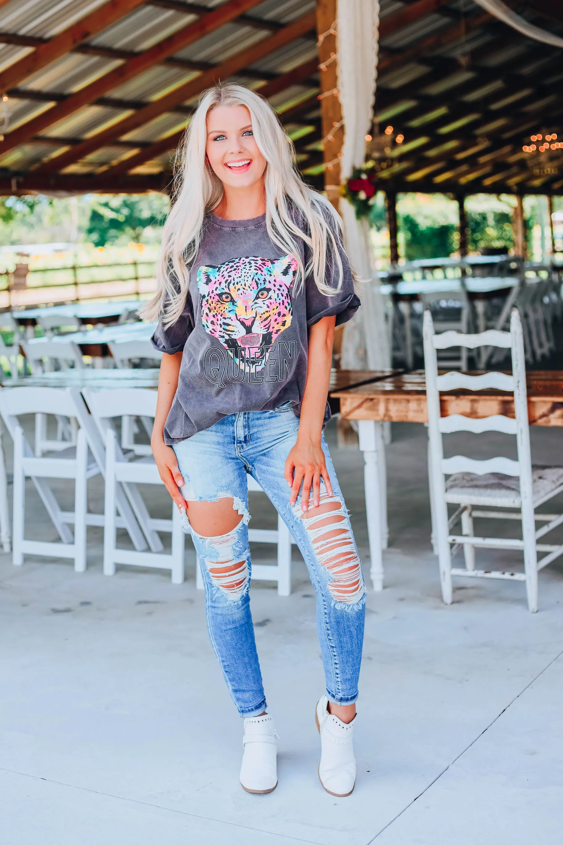 Leopard Queen Graphic Tee - Black