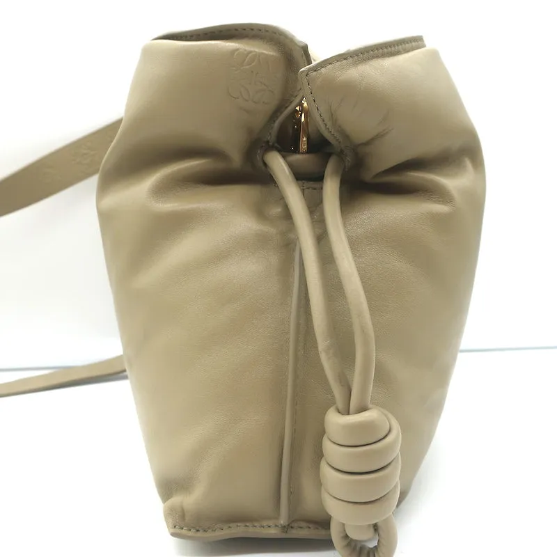 Loewe Flamenco Puffer Clutch Shoulder Bag Clay Leather NEW