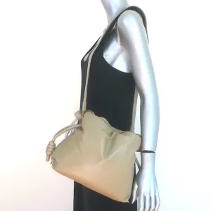 Loewe Flamenco Puffer Clutch Shoulder Bag Clay Leather NEW