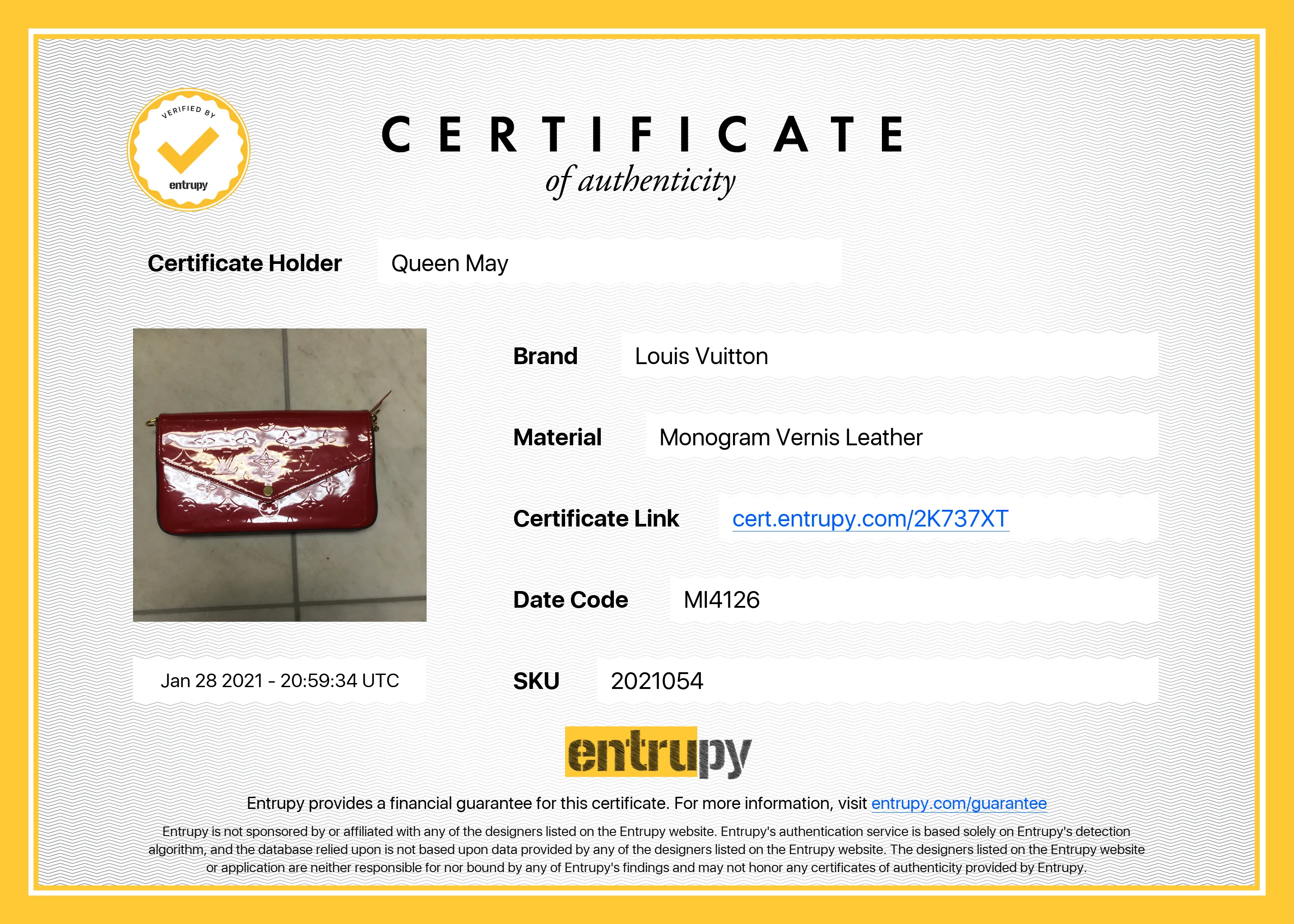 Louis Vuitton 2018 Vernis Felicie Pochette Red