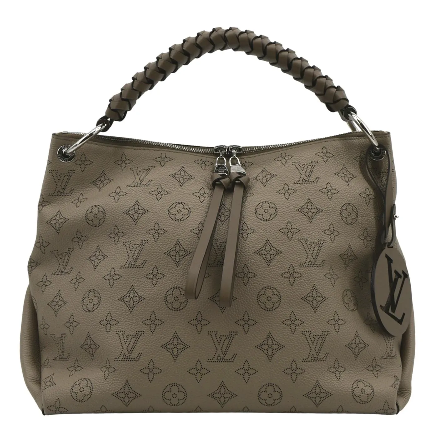 LOUIS VUITTON Beaubourg Mahina MM Leather Hobo Shoulder Bag Galet
