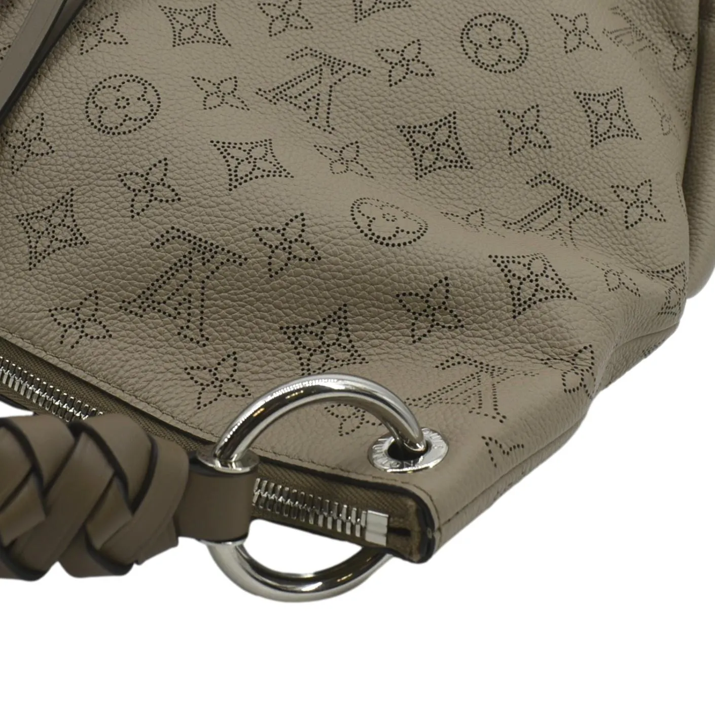 LOUIS VUITTON Beaubourg Mahina MM Leather Hobo Shoulder Bag Galet