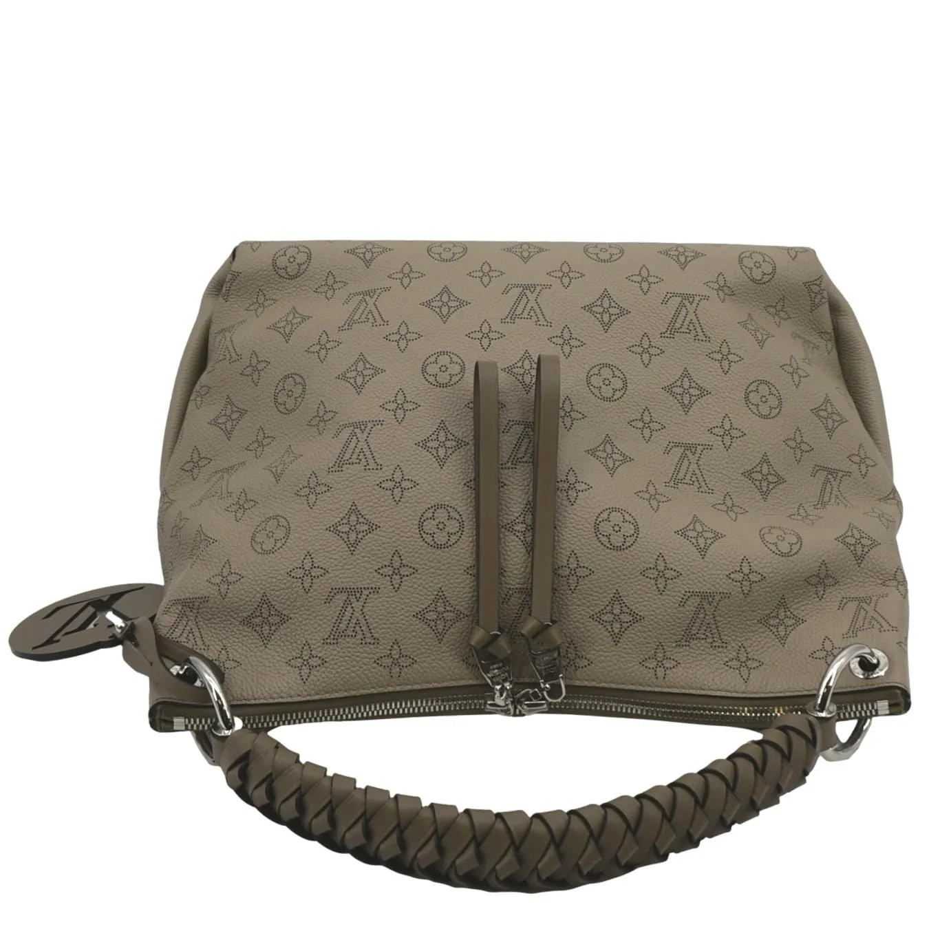 LOUIS VUITTON Beaubourg Mahina MM Leather Hobo Shoulder Bag Galet