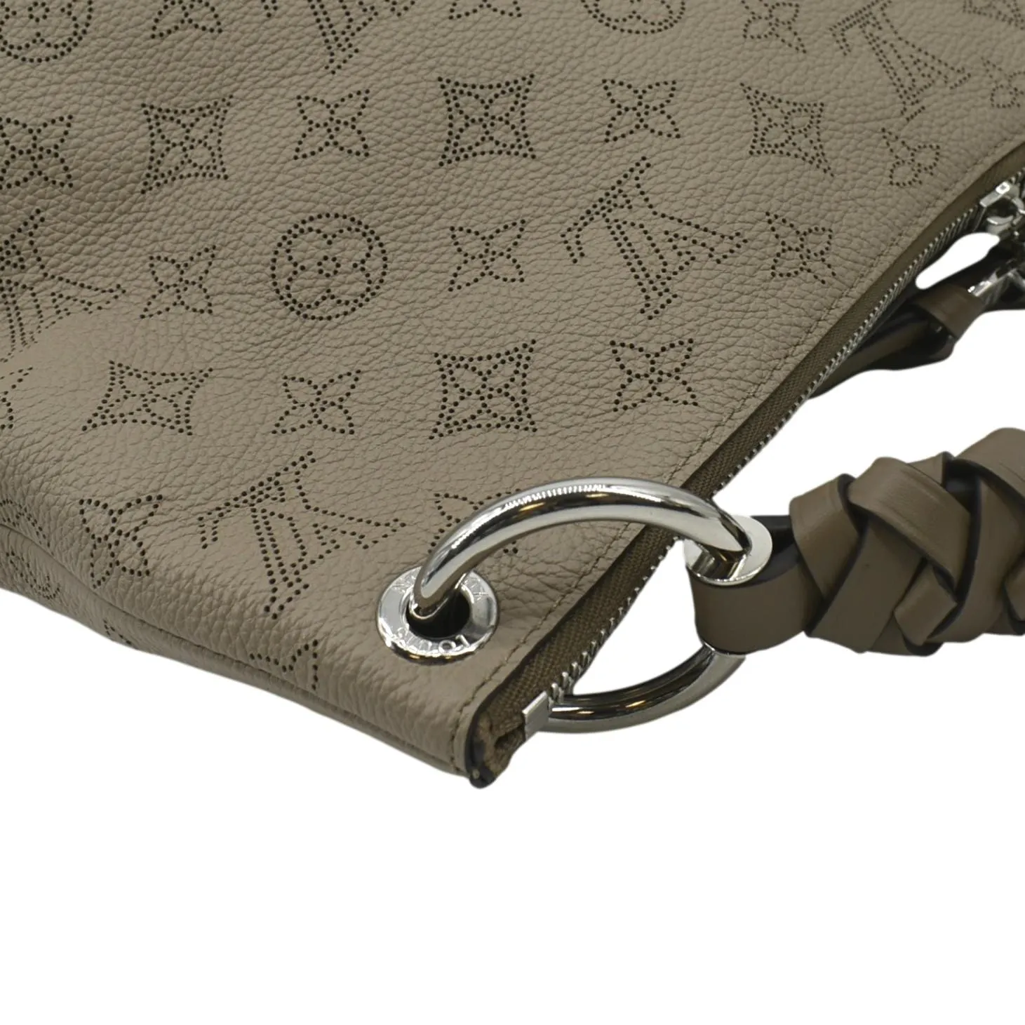 LOUIS VUITTON Beaubourg Mahina MM Leather Hobo Shoulder Bag Galet