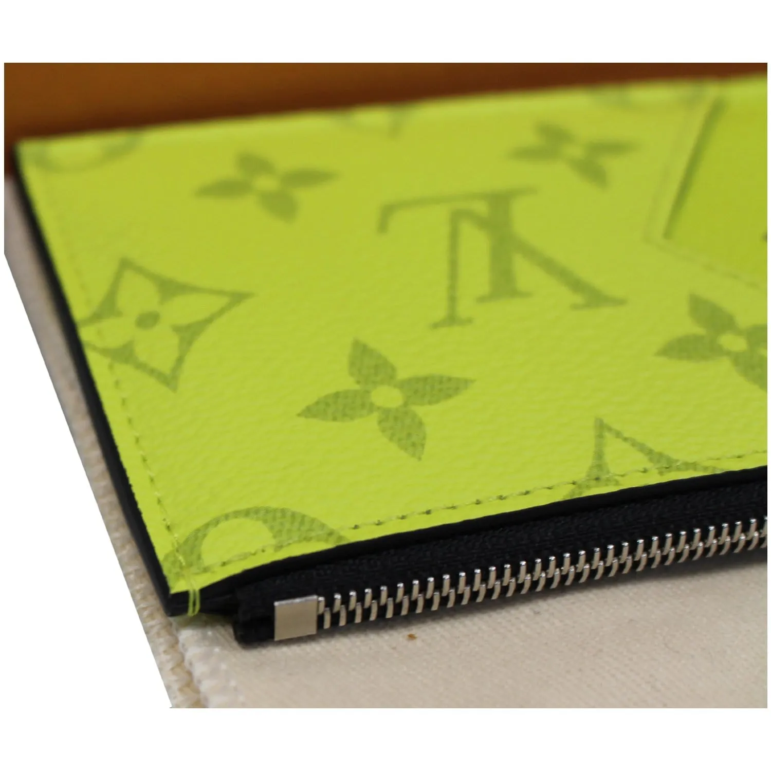 LOUIS VUITTON Coin Card Holder Taiga Monogram Bahia Purse Lime Green