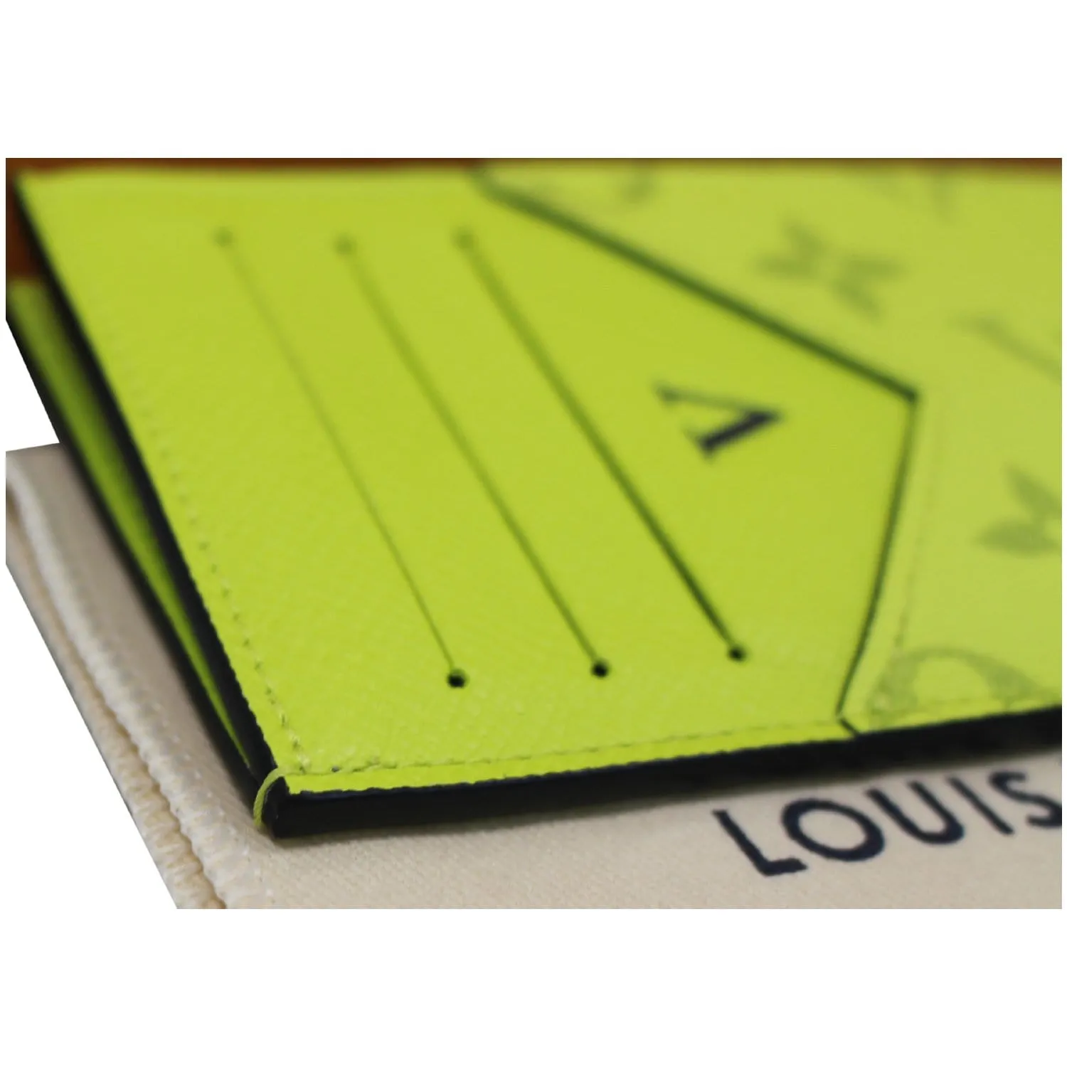 LOUIS VUITTON Coin Card Holder Taiga Monogram Bahia Purse Lime Green