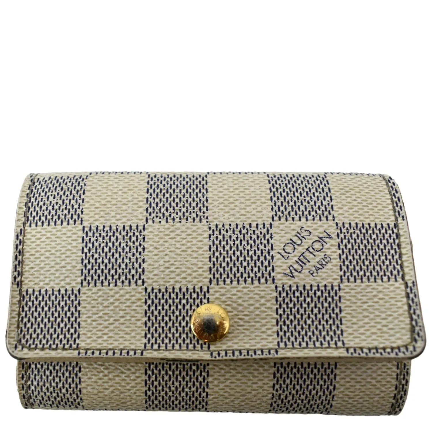 LOUIS VUITTON Damier Azur 6 Key Holder White