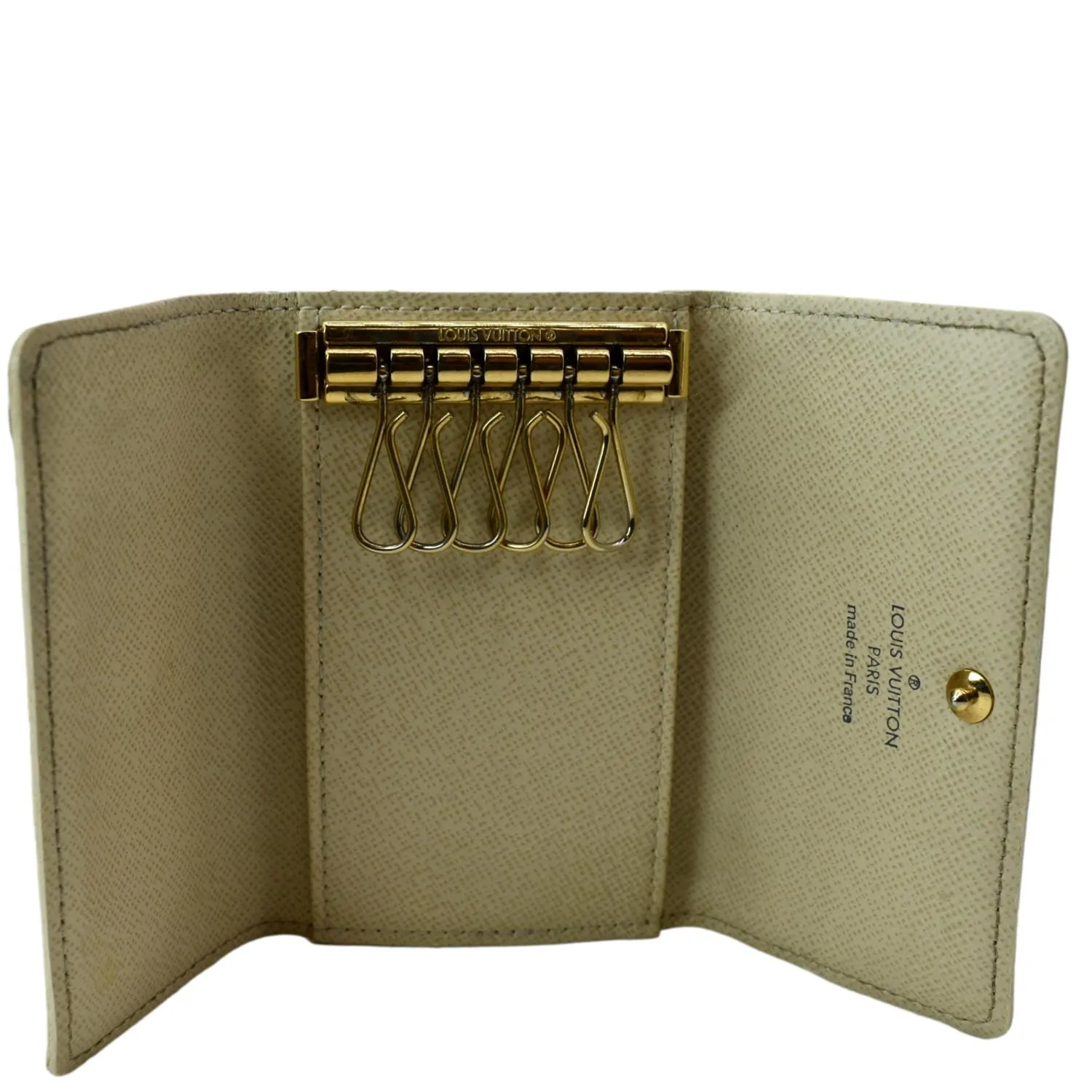 LOUIS VUITTON Damier Azur 6 Key Holder White