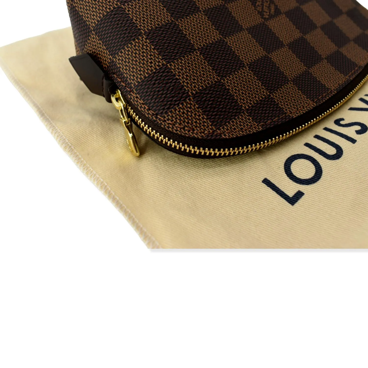 LOUIS VUITTON Damier Ebene Cosmetic Pouch Brown