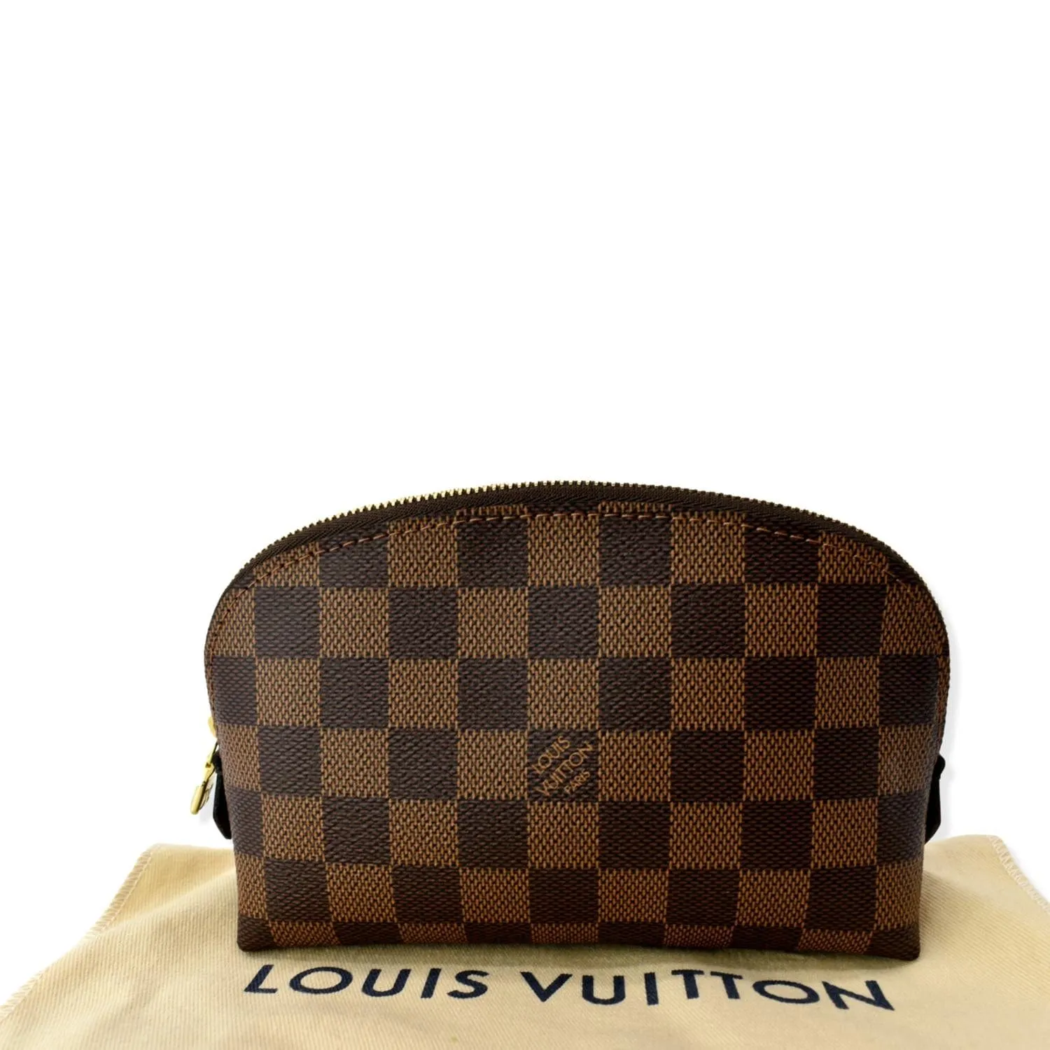 LOUIS VUITTON Damier Ebene Cosmetic Pouch Brown