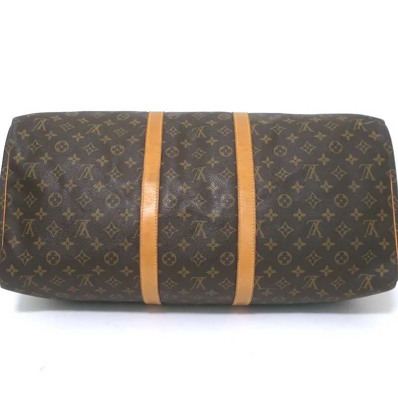 Louis Vuitton Keepall 55 Monogram Canvas Duffle Bag Brown W/ Tag, Lock, Key