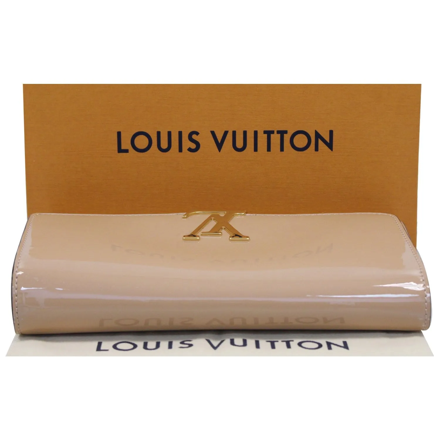 LOUIS VUITTON Louise Patent Leather Long Wallet Nude