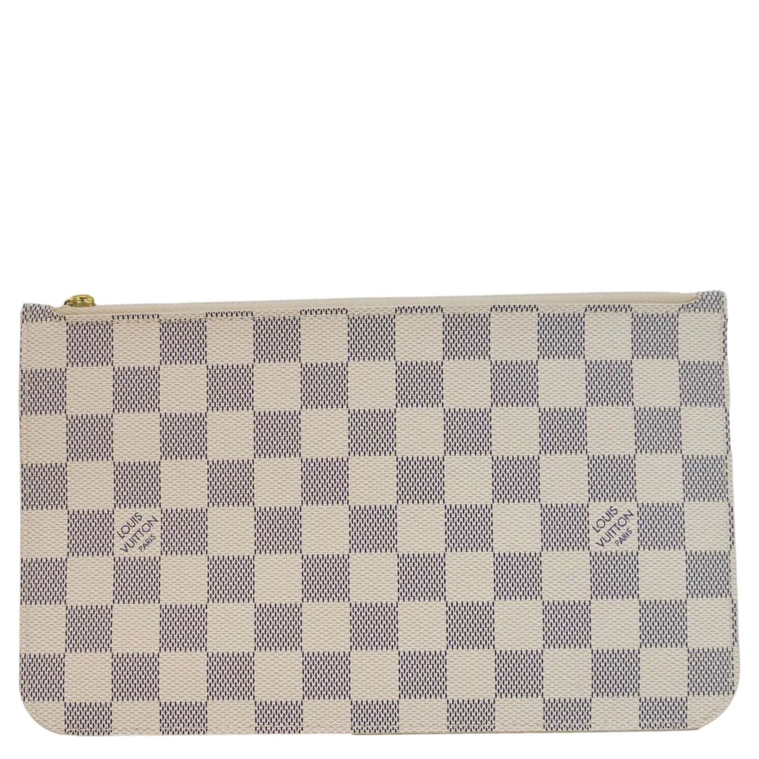 LOUIS VUITTON Neverfull  Damier Azur Pochette Wristlet White