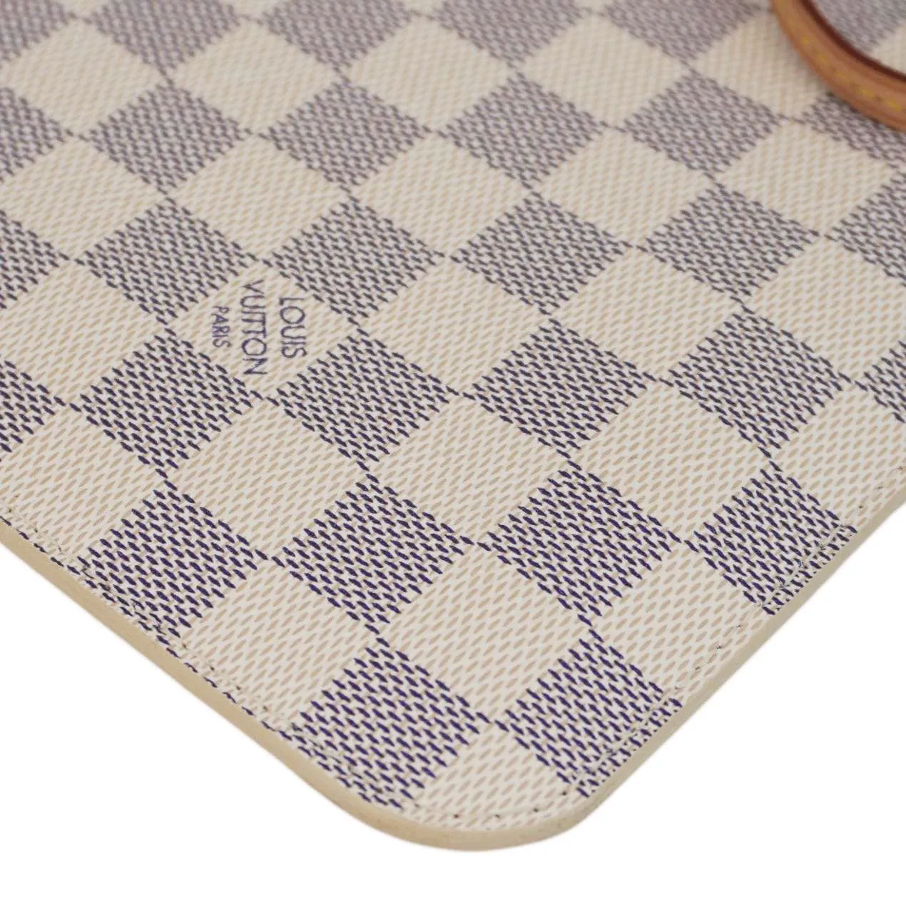 LOUIS VUITTON Neverfull  Damier Azur Pochette Wristlet White