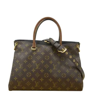 LOUIS VUITTON Pallas MM Monogram Canvas Shoulder Bag Brown