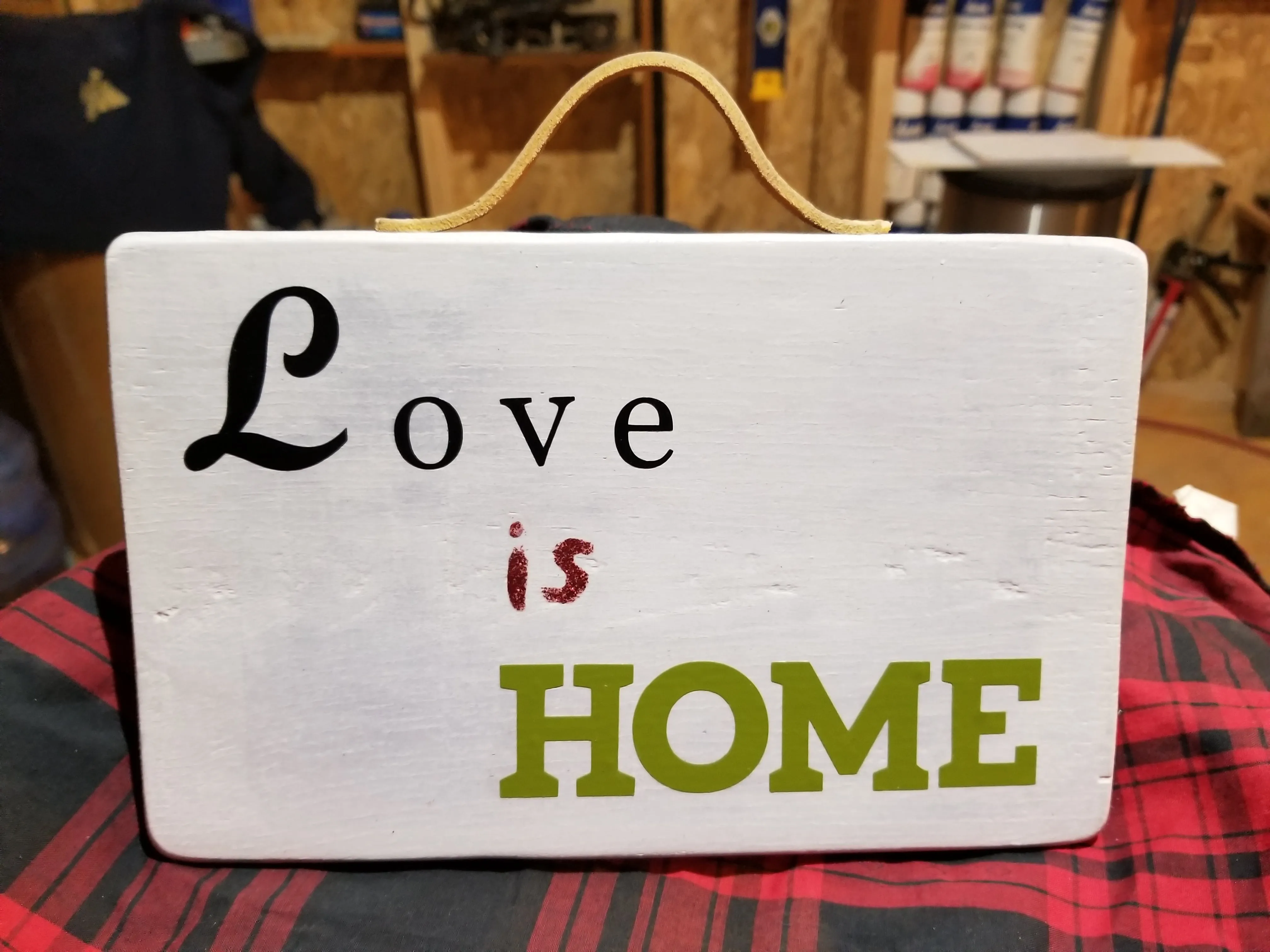 Love Is Home Handmade centerpiece plaque