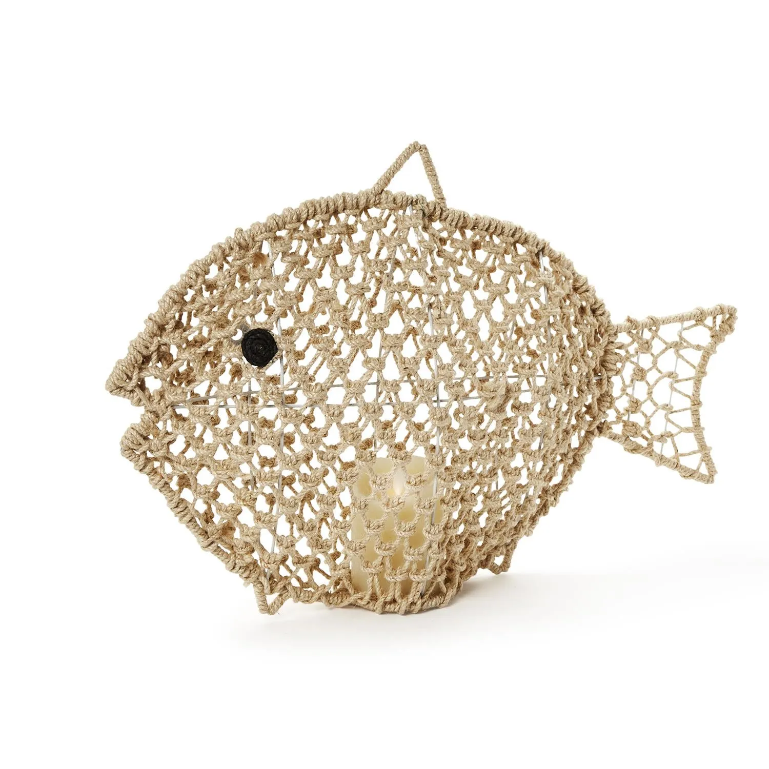 Macrame Hand-Crafted Fish Candleholder