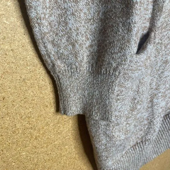 Madewell Oversized Long Sleeve V-Neck Ribbed Hem Cardigan Sweater Brown Small