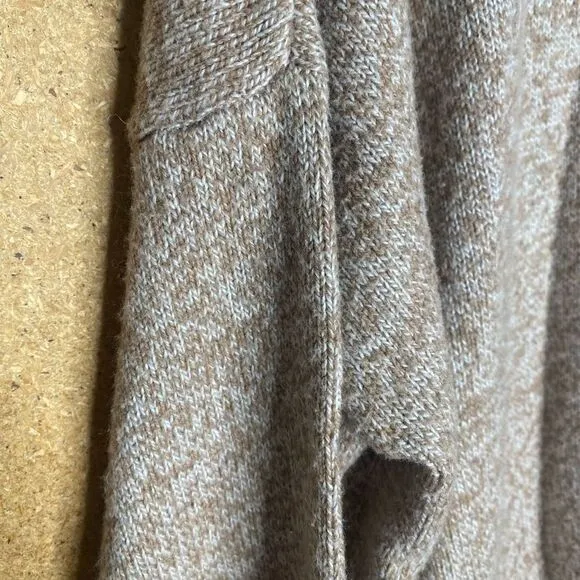 Madewell Oversized Long Sleeve V-Neck Ribbed Hem Cardigan Sweater Brown Small