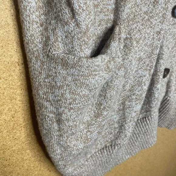 Madewell Oversized Long Sleeve V-Neck Ribbed Hem Cardigan Sweater Brown Small