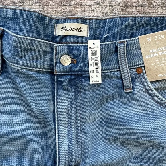Madewell Women's Blue relaxed Denim Shorts size 22w NWT