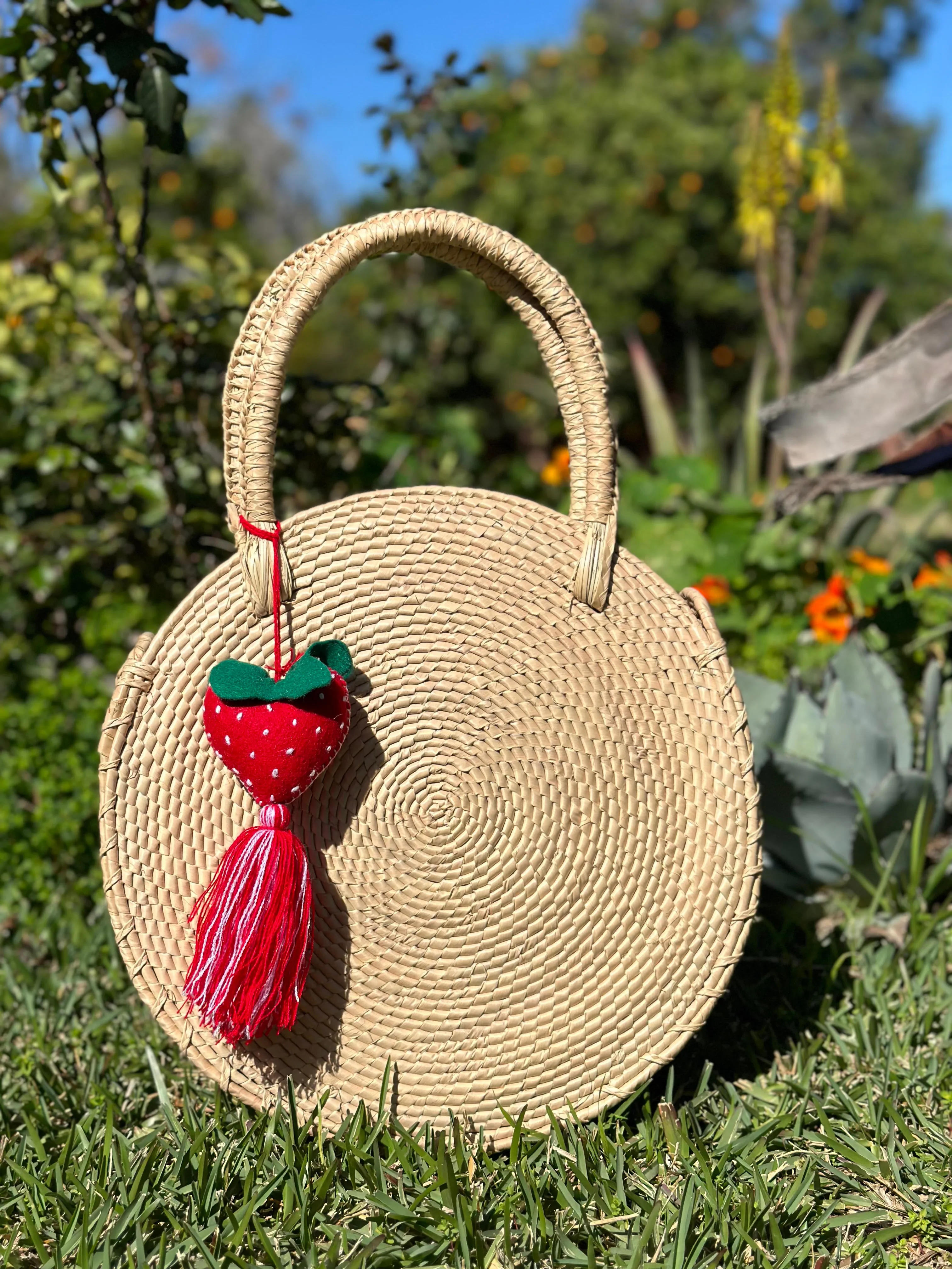 Magaly Palm Leaf Fresa Bag