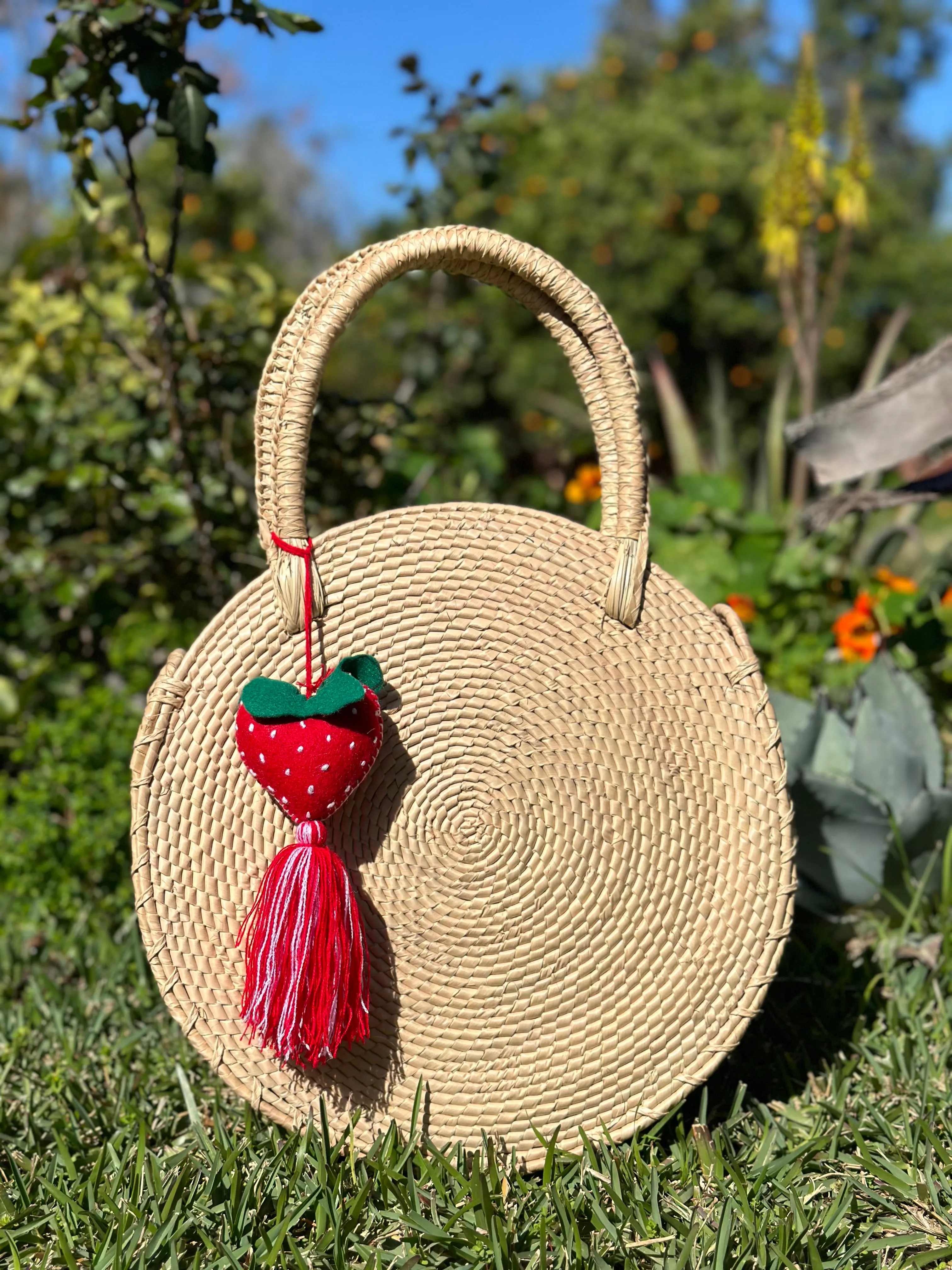 Magaly Palm Leaf Fresa Bag