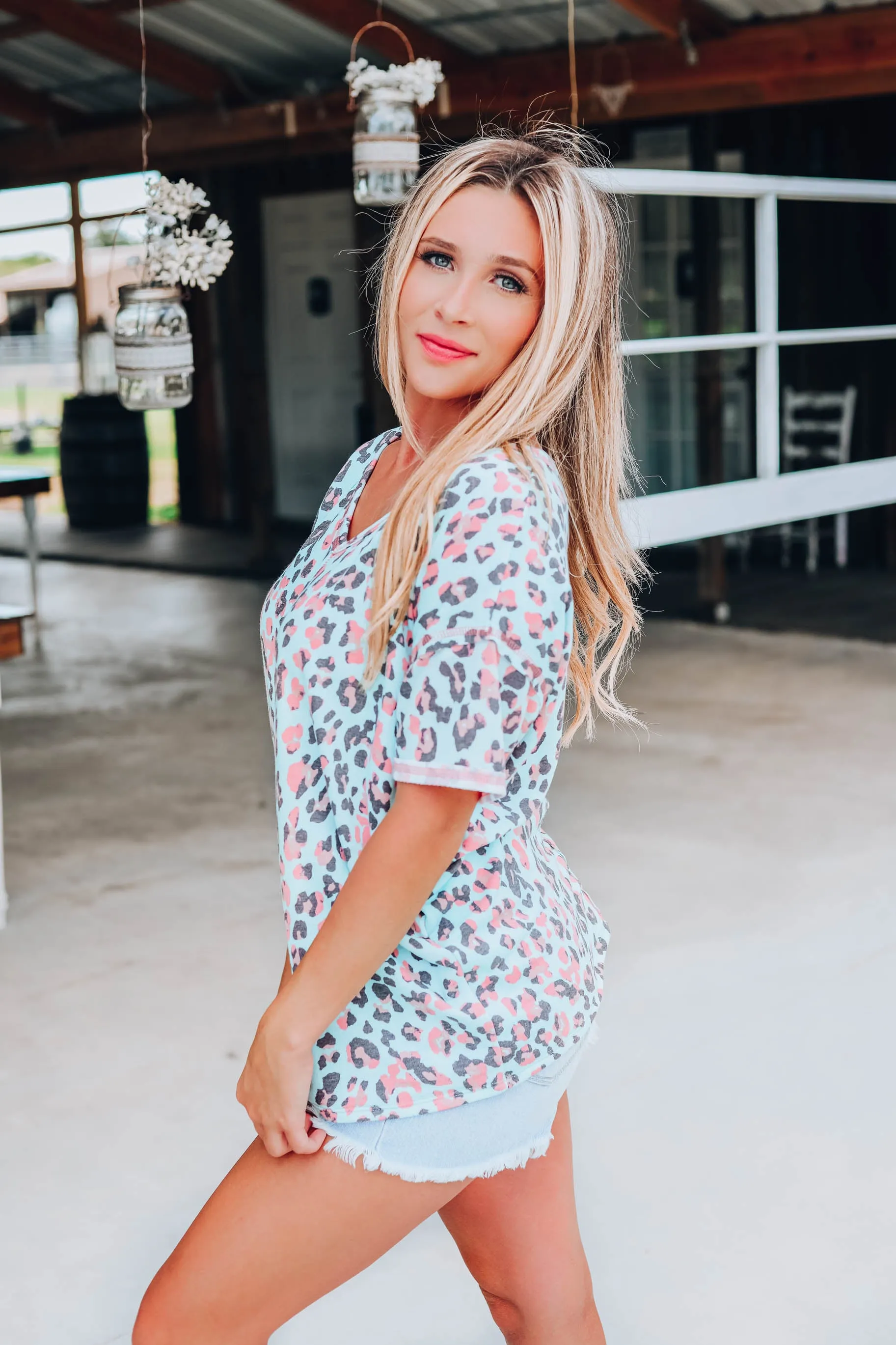 Make It Right Leopard Top - Mint