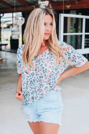 Make It Right Leopard Top - Mint