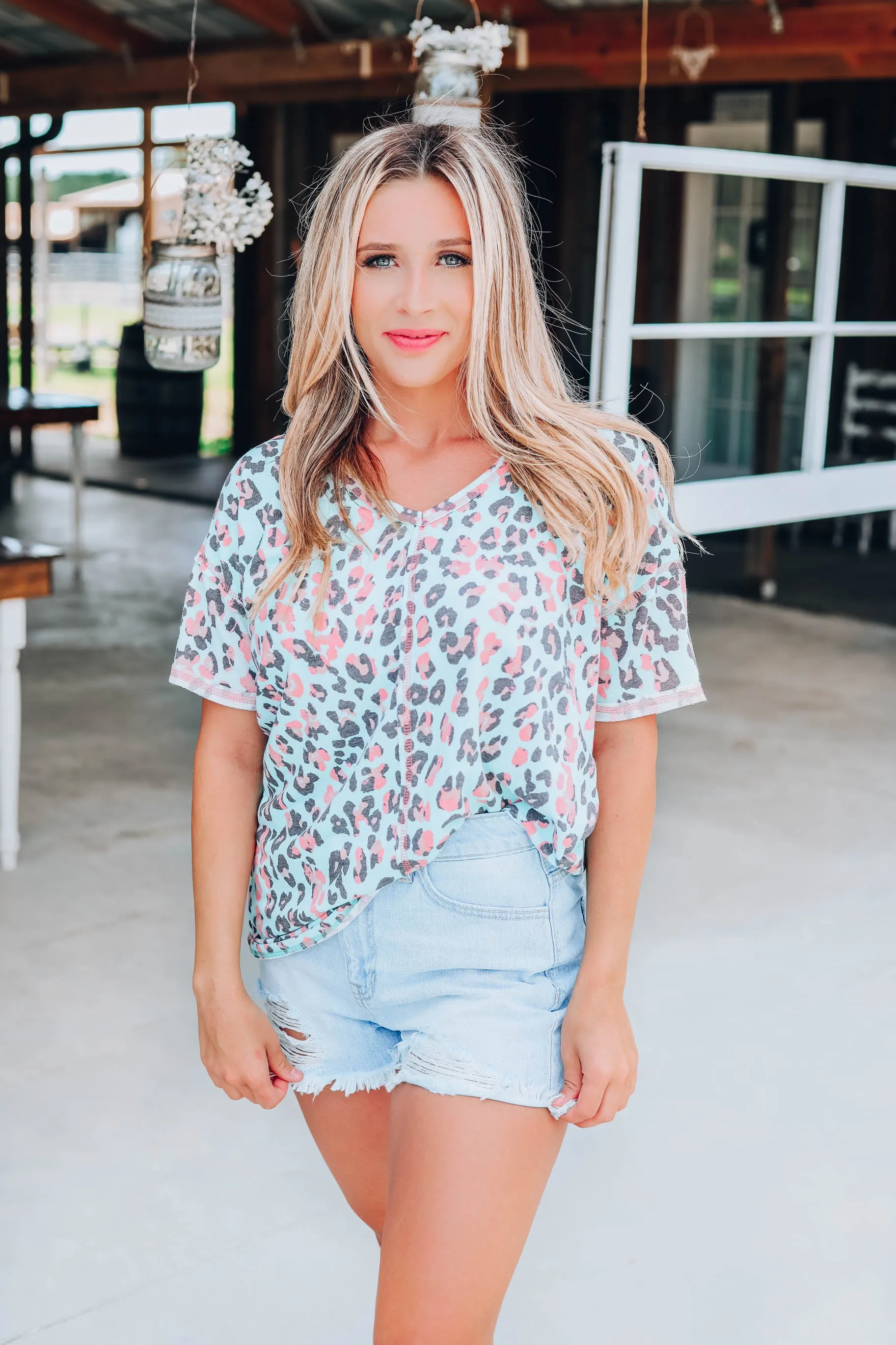 Make It Right Leopard Top - Mint