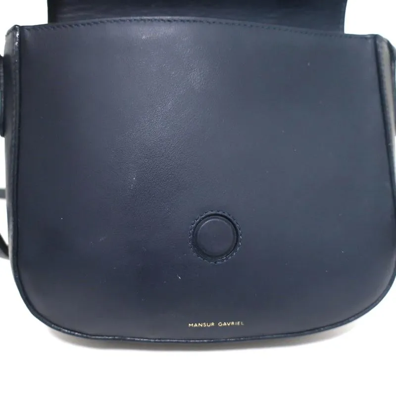 Mansur Gavriel Saddle Bag Navy Leather Small Crossbody Shoulder Bag