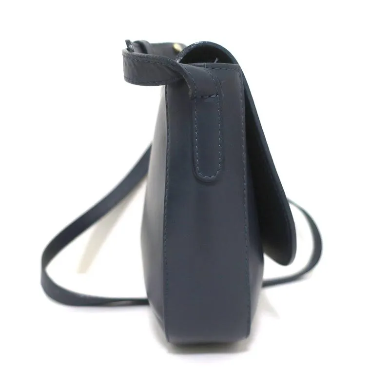 Mansur Gavriel Saddle Bag Navy Leather Small Crossbody Shoulder Bag