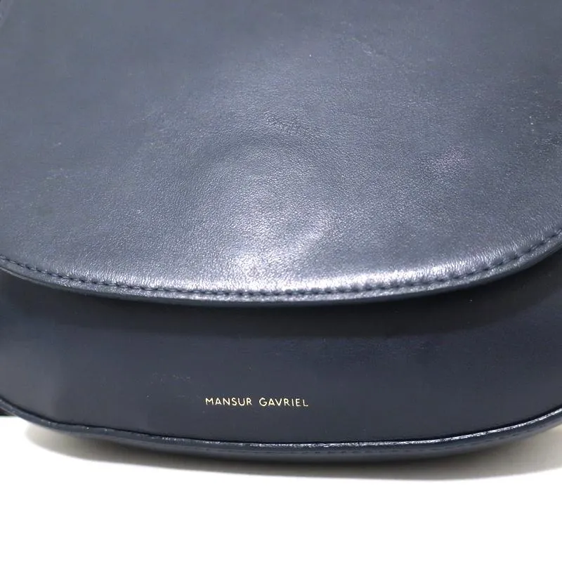 Mansur Gavriel Saddle Bag Navy Leather Small Crossbody Shoulder Bag