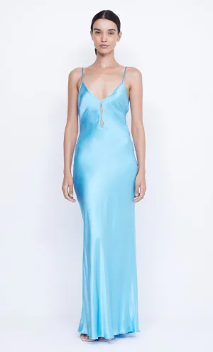 MARGAUX KEYHOLE DRESS - TOPAZ BLUE