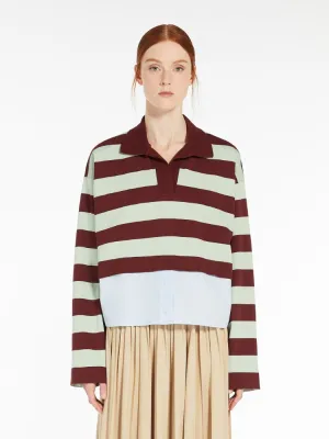 [MAX MARA] HALLE JERSEY AND POPLIN POLO SHIRT - SAGE GREEN