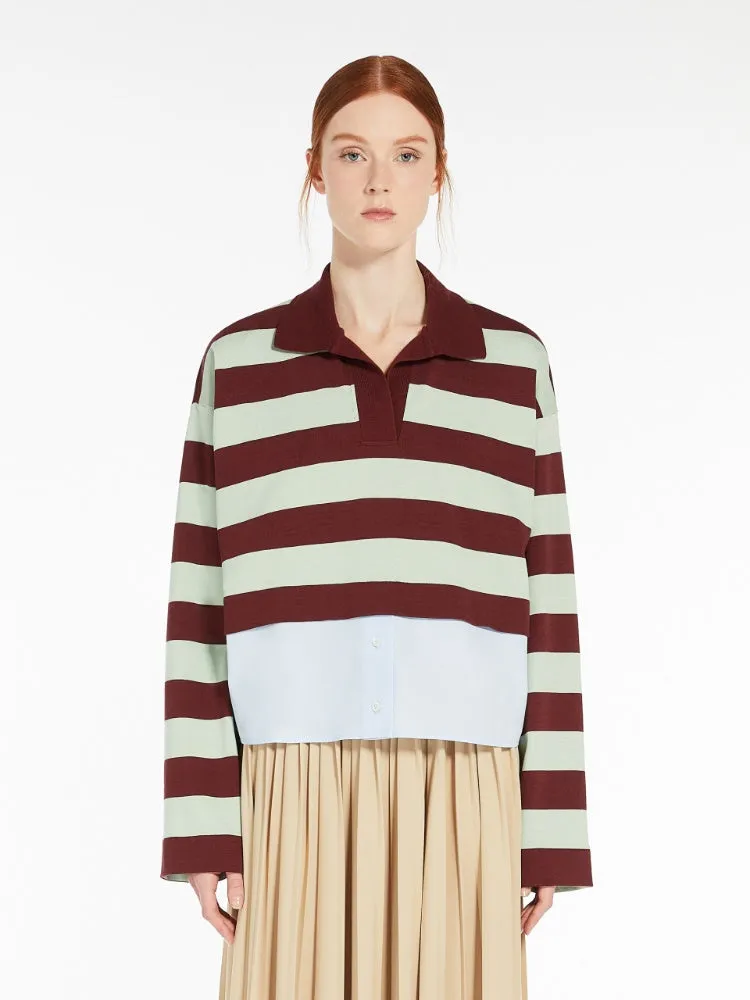 [MAX MARA] HALLE JERSEY AND POPLIN POLO SHIRT - SAGE GREEN