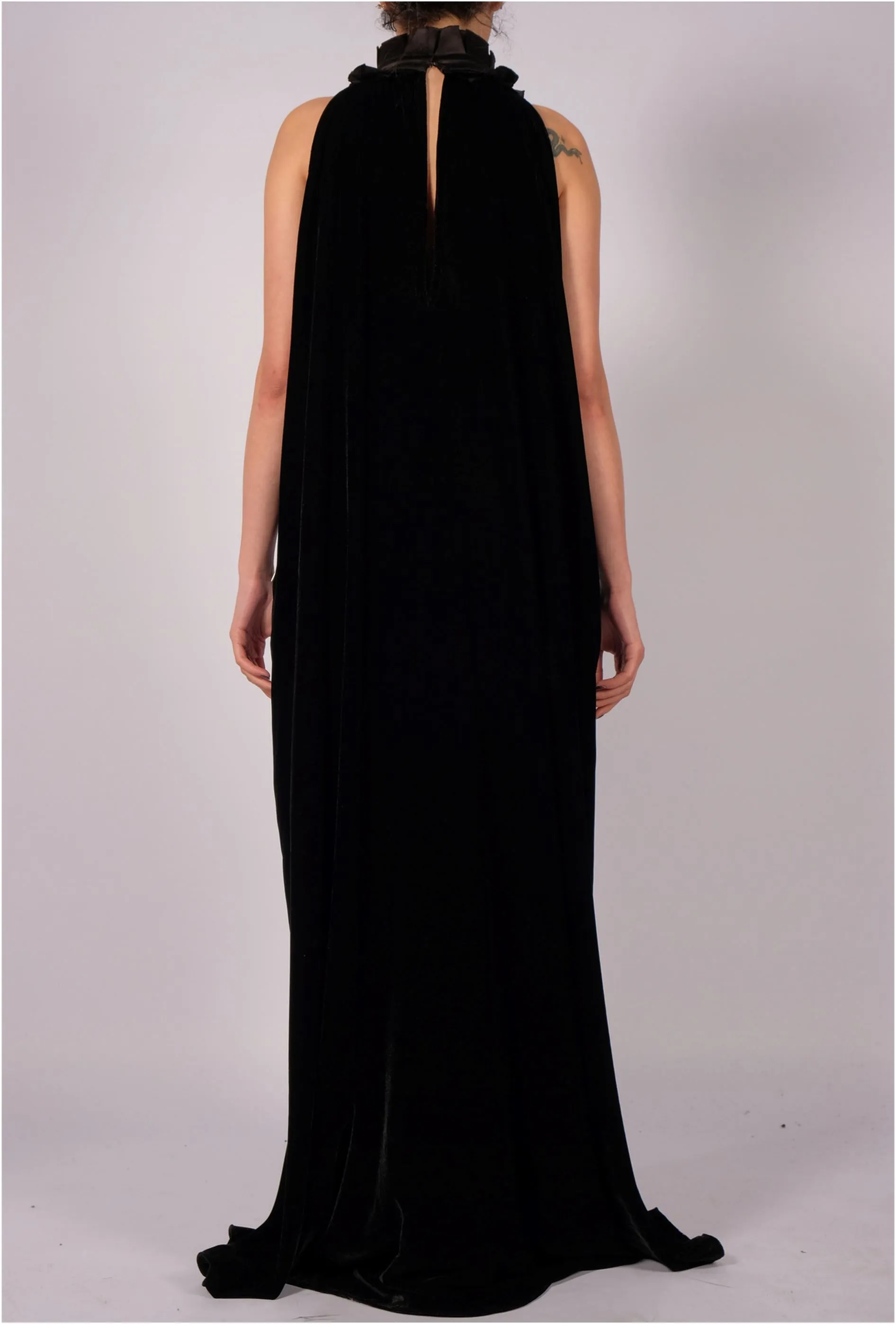 Maxi Velvet Dress with Neck Detail